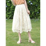 Elegant Floral Lace A-Line Skirt