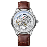 Automatic Mechanical  Leather Hollow Men's Watch Simple Waterproof - Dazpy