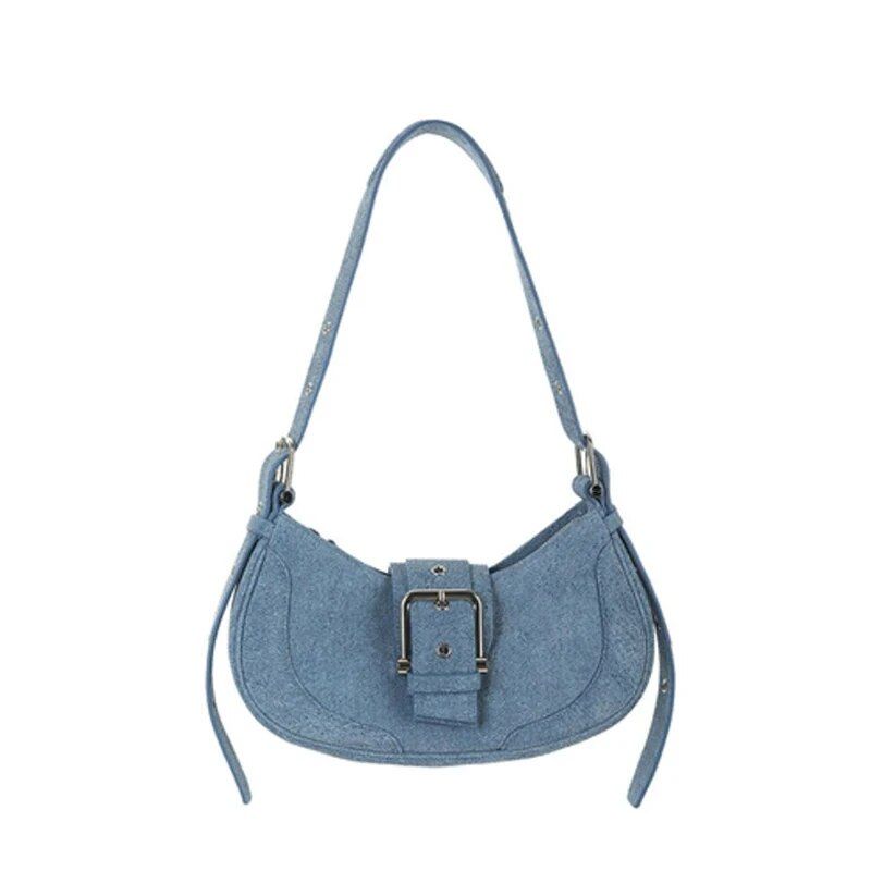 Bolso hobo de cuero elegante con hombro en forma de media luna