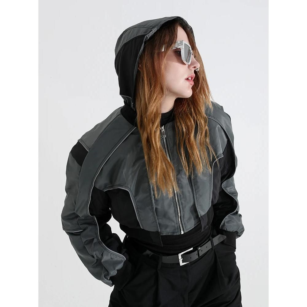 Autumn Reflective Splice Hooded Jacket