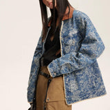 Schicke Denim-Jacke mit Patchwork-Stickerei