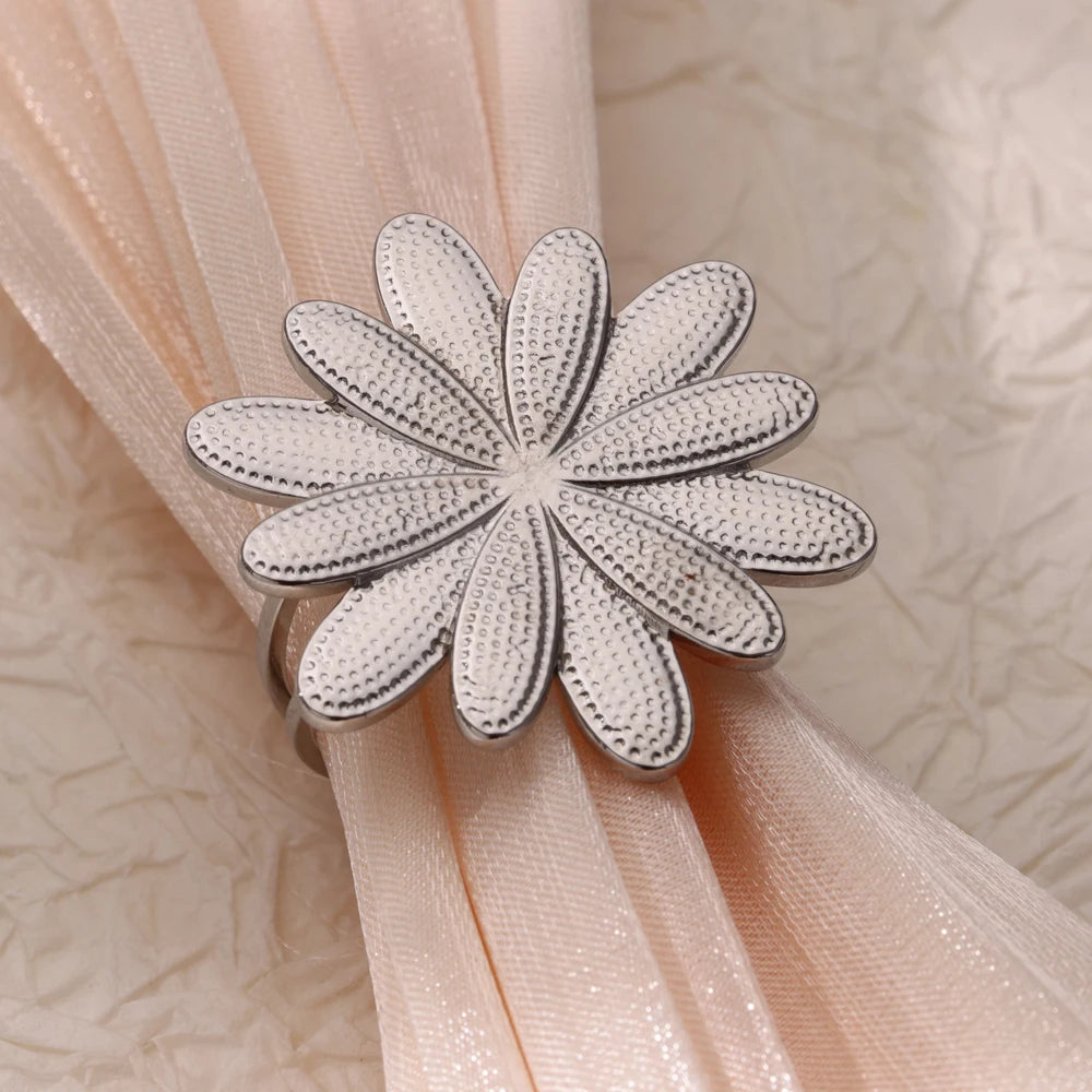 Vintage Flower Rings for Women – Adjustable Stainless Steel Flora Aesthetic Jewelry