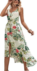 Vestido midi de tirantes con cuello en V para mujer