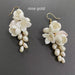 Wedding Bridal Tiara Earrings White Ceramic - Dazpy