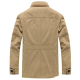 Chaqueta lavada de algodón para hombre, talla grande, gabardina de largo medio, abrigo con cuello alto