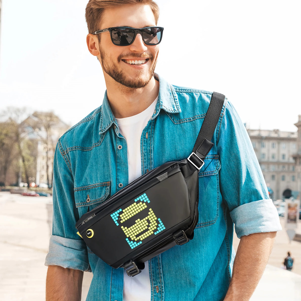 Schultertasche mit anpassbarem Pixel Art Bluetooth-Lautsprecher – wasserdicht, modisches Design zum Radfahren und Wandern