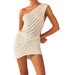 Y2K Crochet Knit One-Shoulder Backless Bodycon Mini Dress - Summer Beach & Streetwear