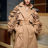 Lapel Long Sleeve Trench Coat