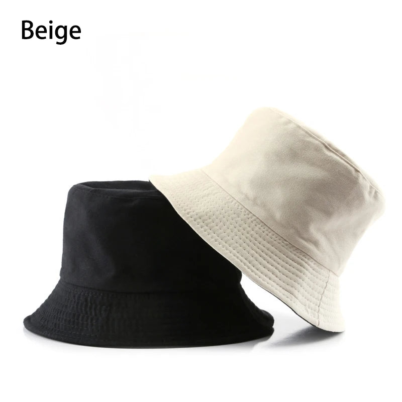 Sombrero de pescador reversible clásico de algodón negro: gorra informal para el sol para aventuras al aire libre