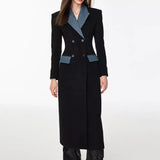 Double Breasted Trench Coat Contrasting Colors