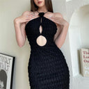 Women's Floral Openwork Strappy Knit Long Dress