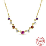 Fashionable S925 Sterling Silver Round Colorful Diamond Pendant Necklace - Dazpy