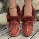 Zapatos de invierno sin cordones y tacón bajo para mujer