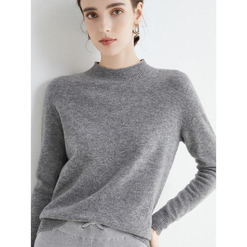 Luxurious Merino Wool Mock-Neck Pullover for Women