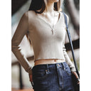 Suéter retro de punto con cuello en V