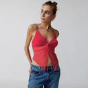 Top corto de patchwork de malla de verano