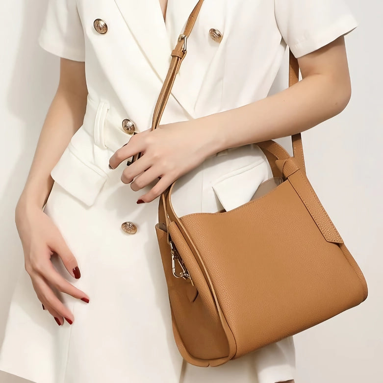 Luxurious Soft Leather Shoulder Bag for Women with Complimentary Scarf