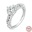 Luxurious Zircon Pattern Ring White Gold Plated - Dazpy