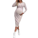Vestido de maternidad de manga larga color albaricoque