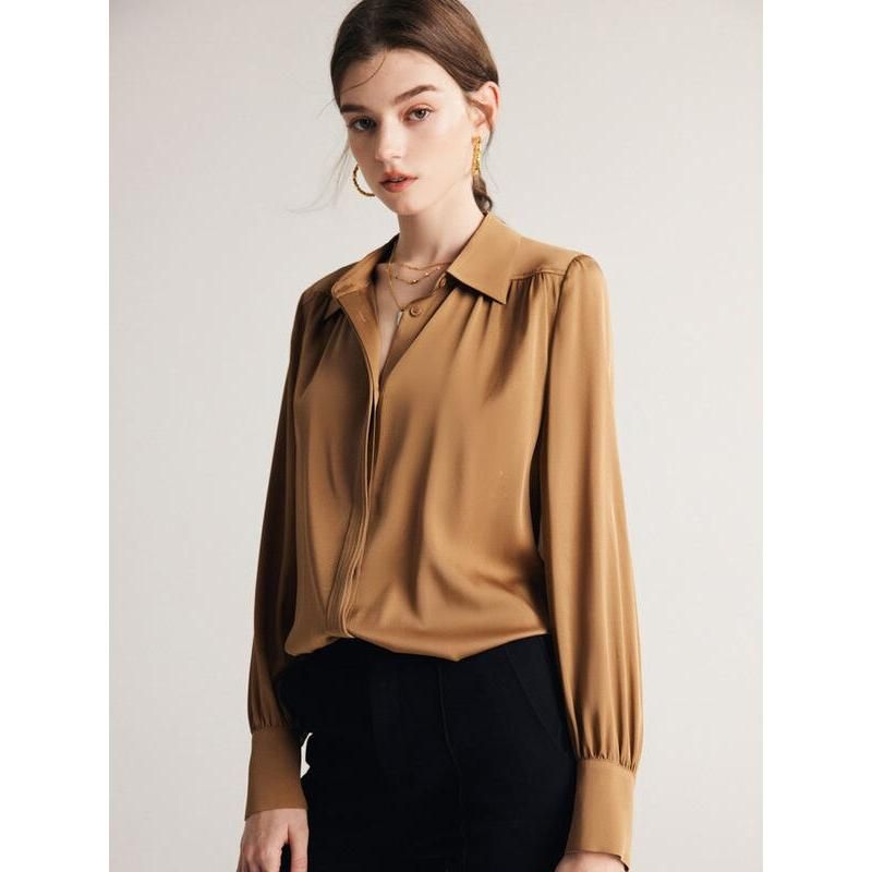 Elegante Langarm-Seidenbluse für Damen