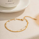 Elegant Stainless Steel Shell Bead and Snake Chain Anklet for Women