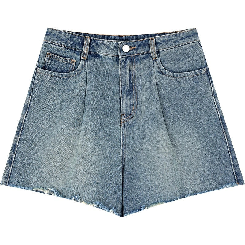 Schlankmachende Jeansshorts mit hoher Taille