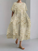 Women's Loose Round-Neck Digital-Print Dress