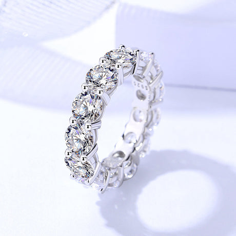 Female S925 Sterling Silver Round Zircon Ring - Dazpy