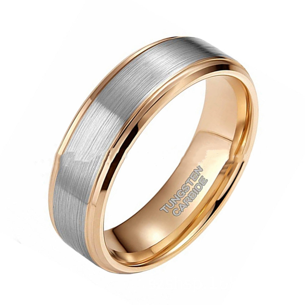 Men's 6mm Wide Rose Gold Lasha Tungsten Ring - Dazpy