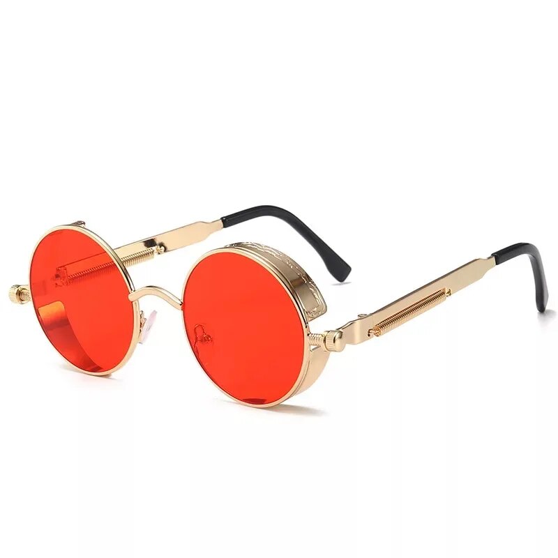 Luxuriöse, runde Steampunk-Sonnenbrille für Damen und Herren