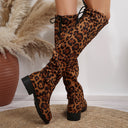 Women's Leopard Lace-Up Over-Knee Boots
