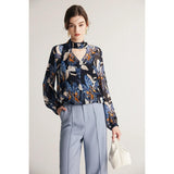 Elegant Silk-Blend Bow Collar Blouse