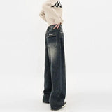 Jeans mit hoher Taille und weitem Bein im Harajuku-Retro-Stil