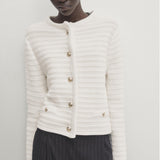 Women's Gold Buttons Striped Knitted Coat