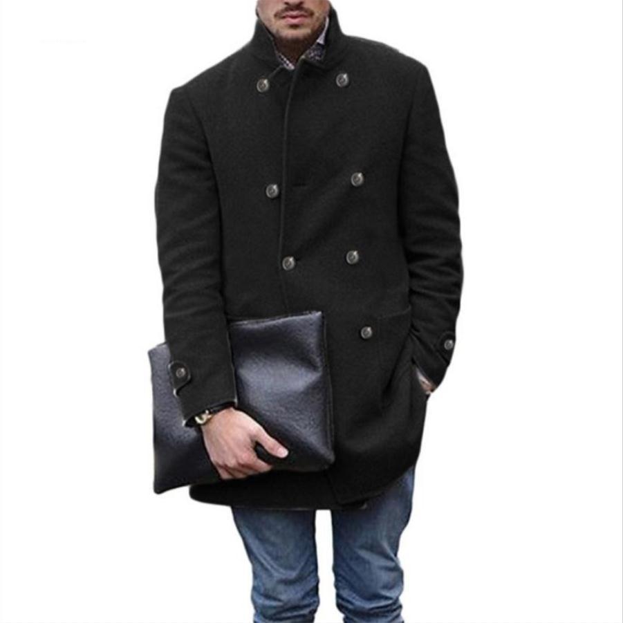 Men's British Men's Mid-length Long-sleeved Woolen Coat