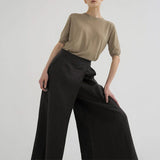 Elegant High Waist Cotton-Linen Wide Leg Pants for Women