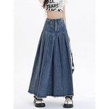 Schicker hoch taillierter A-Linien-Jeansrock in Vintage-Blau