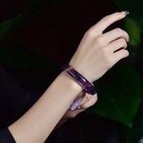 Natural Color Fluorite Bracelet  Iridescence Thousand Layer Pattern Ice Field Stone Amethyst Round Bracelet - Dazpy