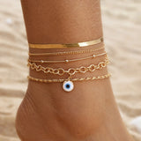 Pulsera tobillera de mal de ojo azul