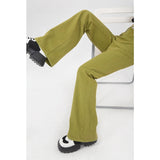 Green High Waist Korean Fashion Denim Pants