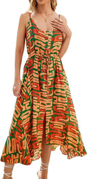 Vestido midi de tirantes con cuello en V para mujer