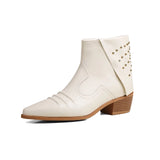 Botines elegantes estilo western para mujer con cremallera lateral