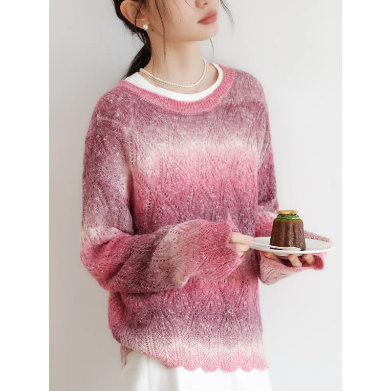 Petite Size Color-Changing Mohair Knitted Sweater