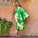 Vestido floral de un solo hombro con abertura para mujer