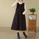 Vestido sin mangas holgado de pana de algodón