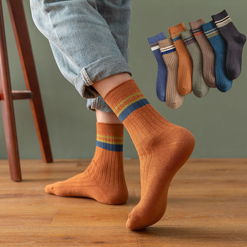 10 Paar gestreifte Baumwollsocken für Herren