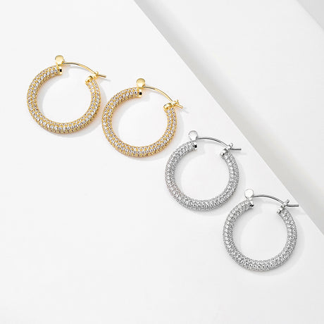 Earrings Femininity Full Of Zircon Hoop Earrings - Dazpy