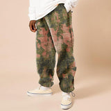 Trousers Loose Mid-waist Printed Fall   For Men