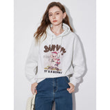 Sudadera con capucha y estampado de conejo para mujer: sudadera informal