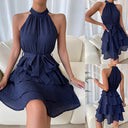 Women's Halter Ruffle Mini Dress